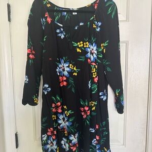 Old Navy Black Floral Long Sleeve Dress